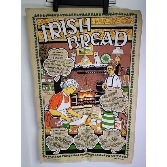 Vintage Irish Decorative Tea Towel #A7 - Picture 1 of 11